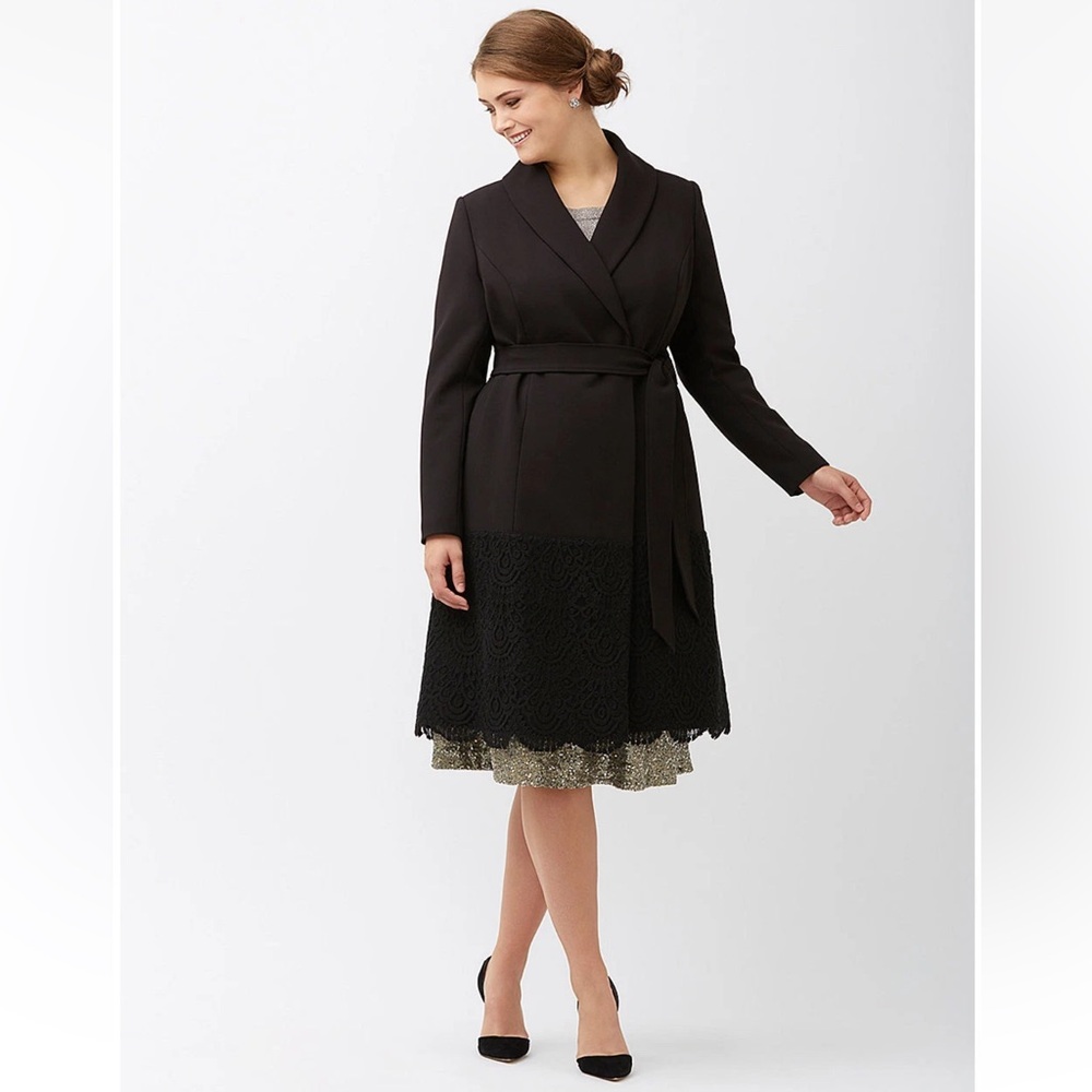Lela Rose Lane Bryant Lace‎ Trim Top Coat NWT 22 Dressy Trench Elegant Plus